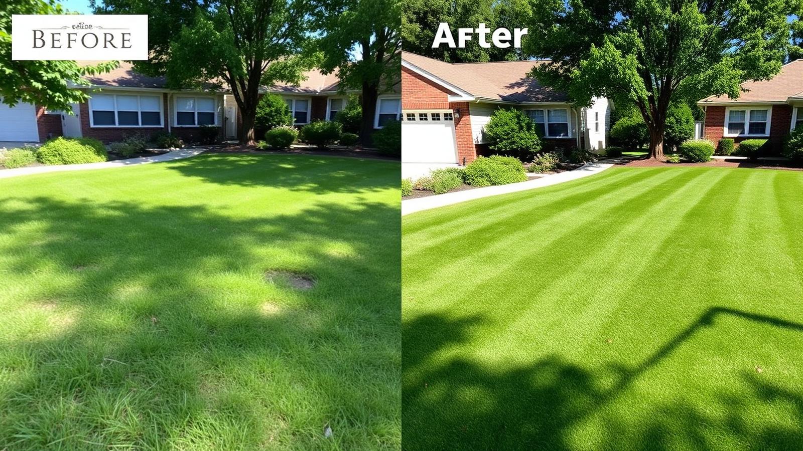 Before and after lawn transformation